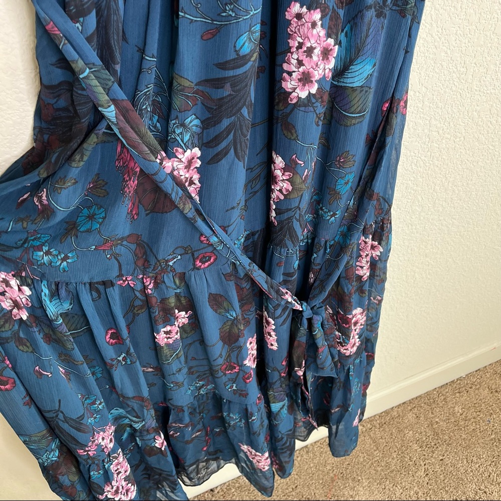 City Chic Maxi Dress Botanica Peacock Teal Blue Ruffle Flutter Sleeve - Picture 6 of 10